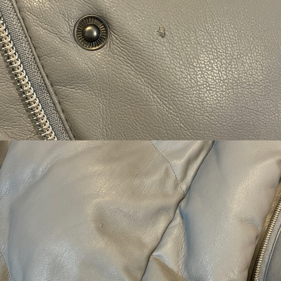 Aritzia Wilfred the cloud puff leather jacket coat in marble grey size large - Picture 15 of 16